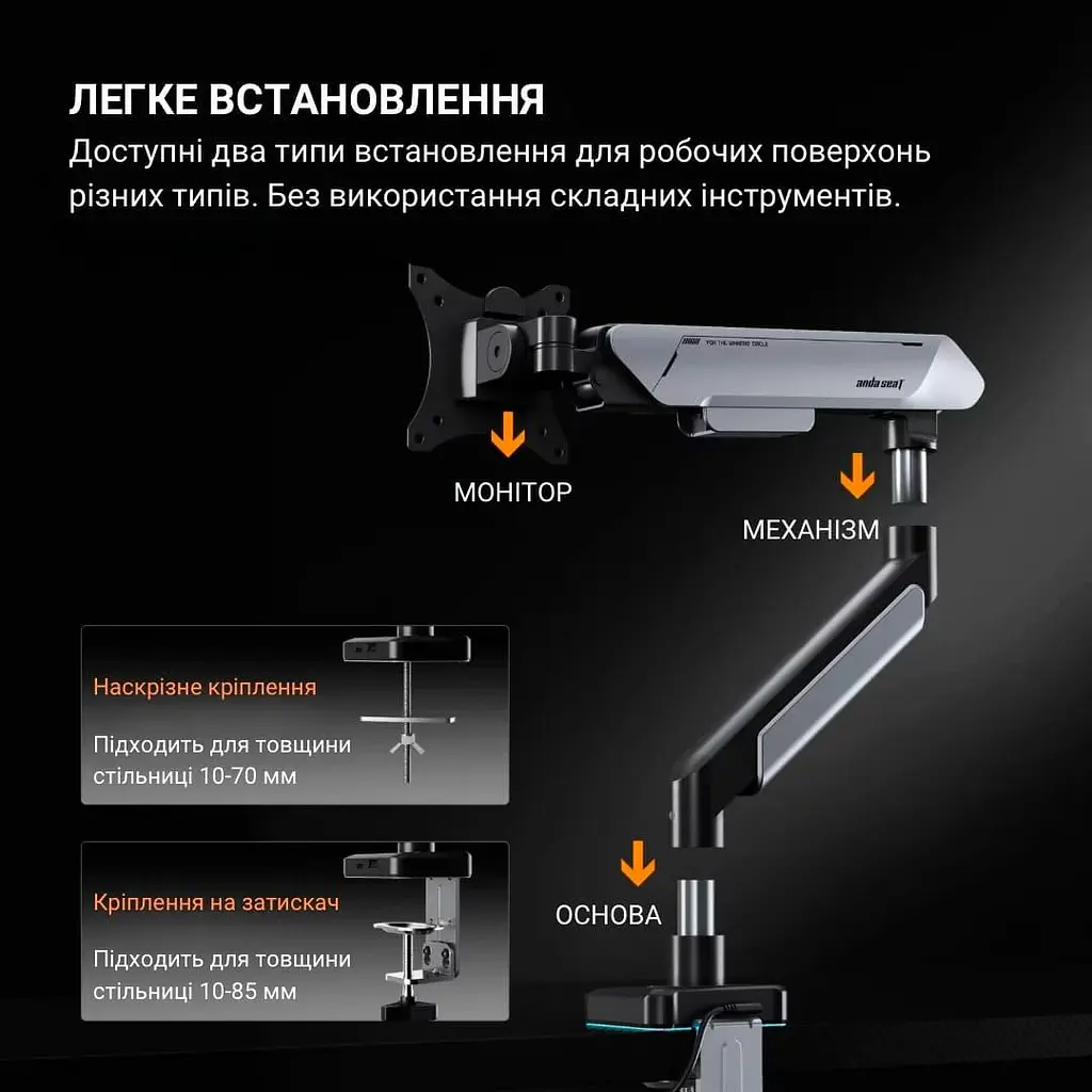 Кронштейн Anda Seat Stealth Pro II RGB 17ъъ-42ъъ Black AD-W-A9X-1S-BB - фото 14