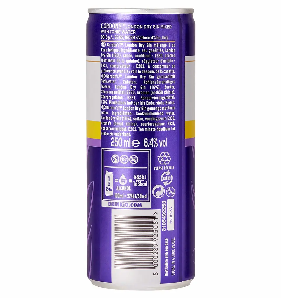 Напій слабоалкогольний Gordon's Gin & Tonic з/б, 0,25 л, 6,4% (878966) - фото 2