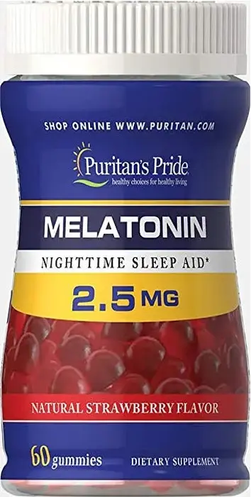 Мелатонін гормон сну Puritan's Pride Melatonin Gummy 2,5 мг 60 жувальних цукерок полуниця