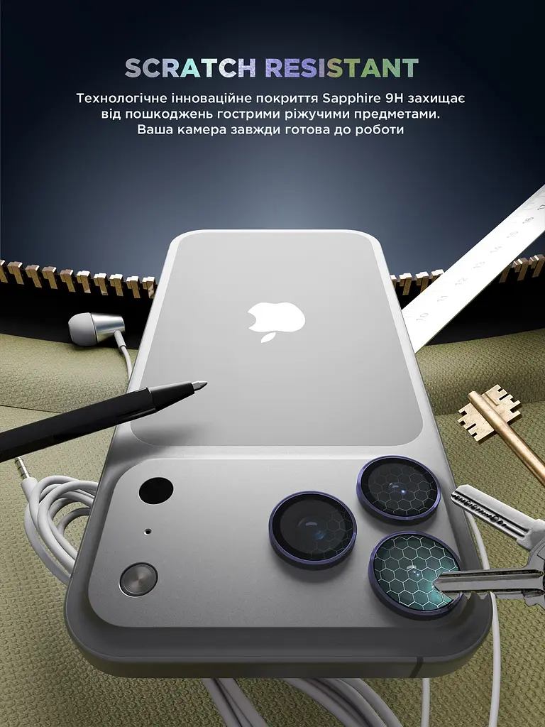 Захисне скло для камери Apple iPhone 17 Pro/17 Pro Max, Supreme BI, синій колір, з рамкою, глянцеве скло для захисту лінз, протиударне, прозоре, з клейовим шаром по контуру, не впливає на якість фото, ArmorStandart (ARM86439) - фото 5