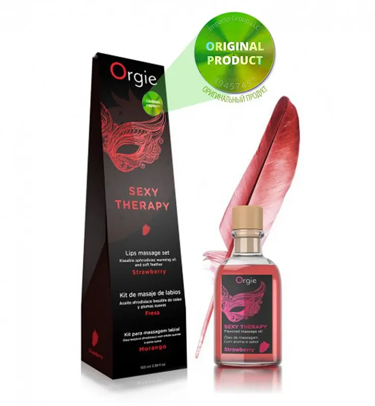 Масажна олія Orgie Lips Massage Kit Strawberry, полуниця, 100 мл - фото 2
