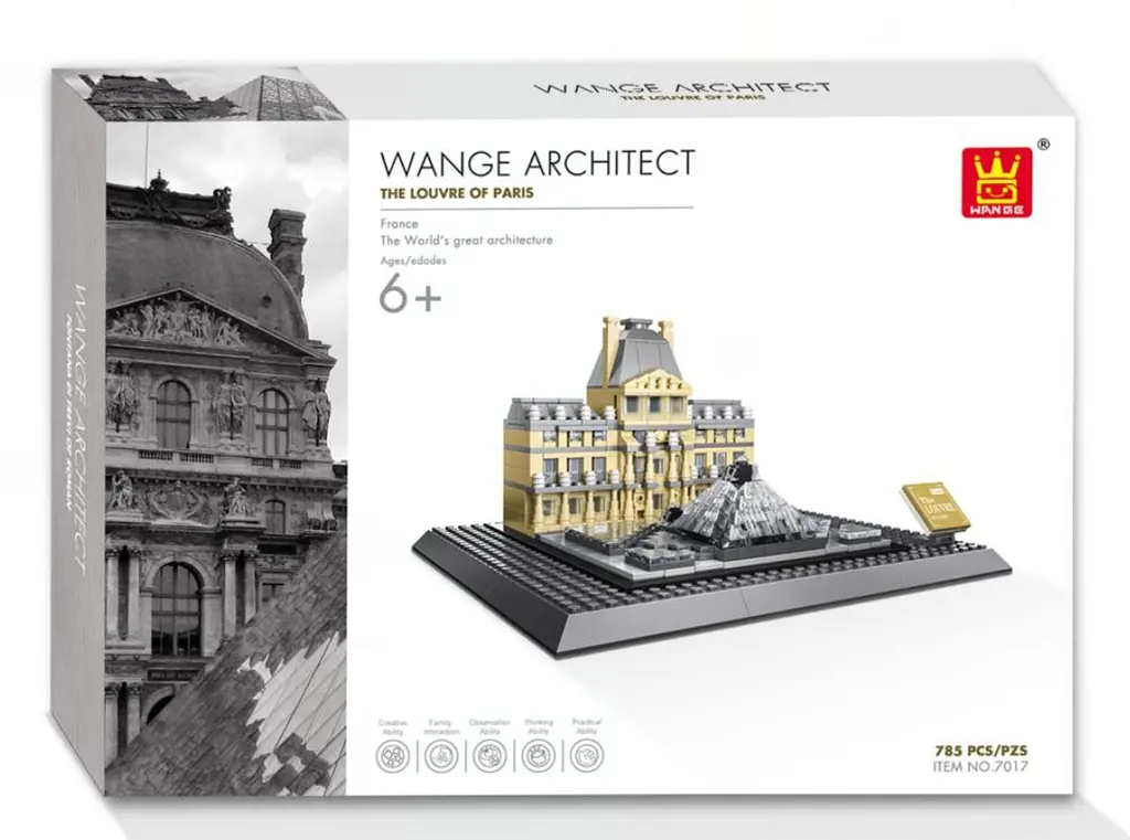 Конструктор Архитектура Wange 3Д Музей Лувр 4213 The Louvre of Paris-France 3D для детей и взрослых 785 деталей  - фото 2