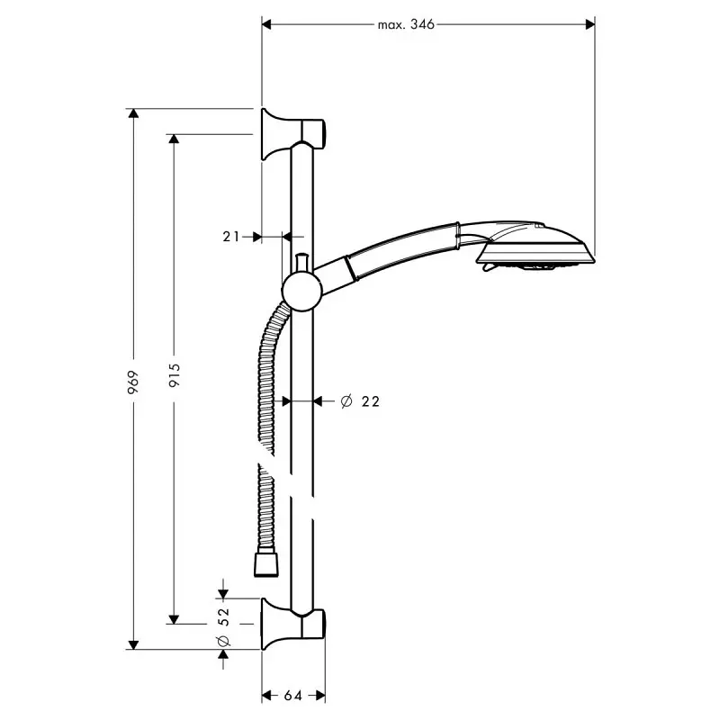 Душовий набір Hansgrohe Raindance Classic 100 3jet 90 см Chrome 27841000, Хром - фото 2