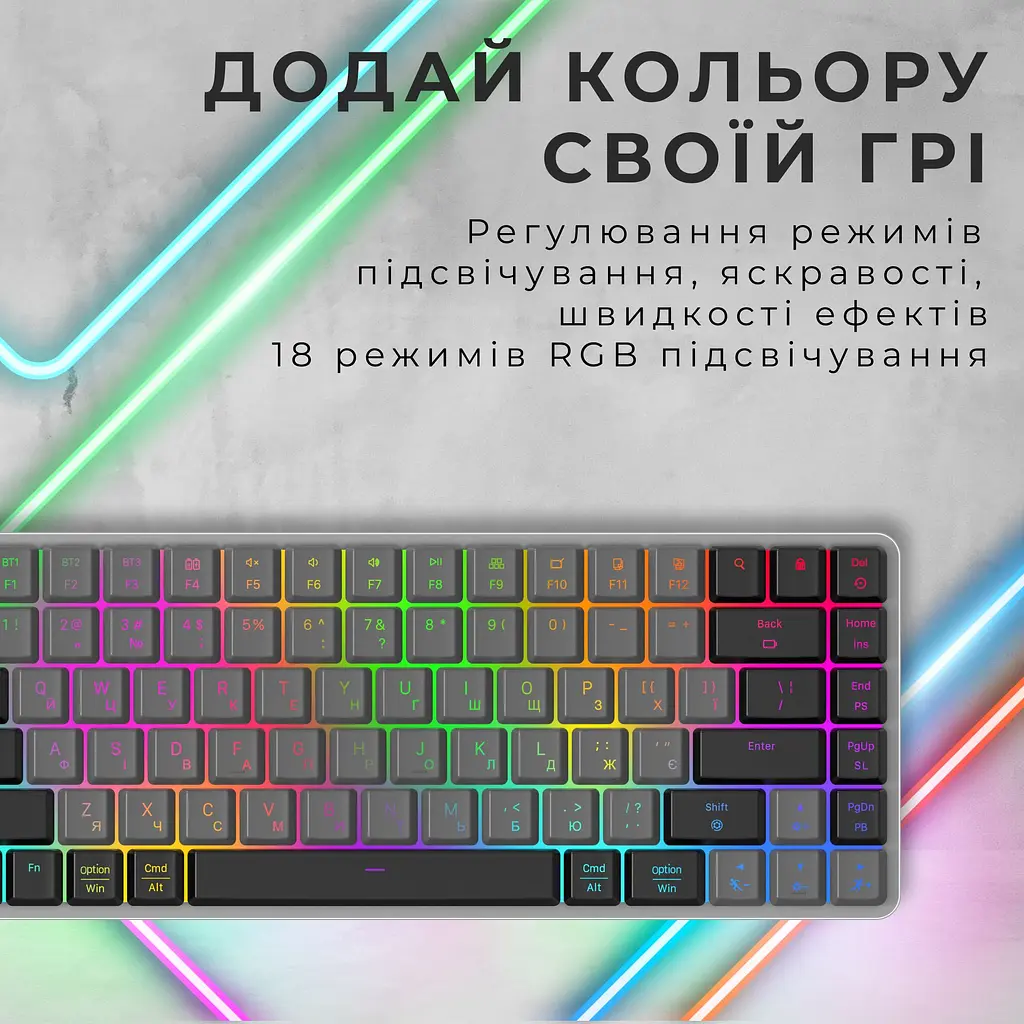 Клавиатура GamePro Red Swich Low Profile RGB Wireless Bluetooth USB Dark Gray беспроводная (MK230R) - фото 6