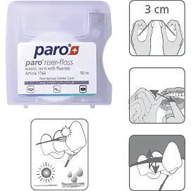 Зубна нитка Paro Swiss Riser-Floss вощена з м'ятою і фтором 50 м - фото 2