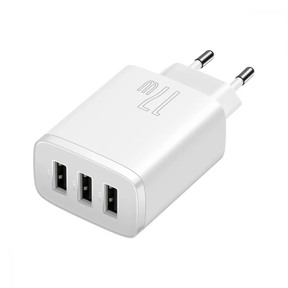Мережевий зарядний пристрій Baseus Compact Charger 3U 17W 3USB White (CCXJ020102) [74464] - фото 2