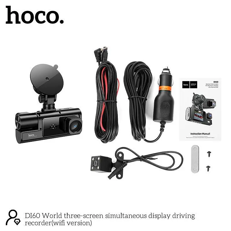 Відеореєстратор HOCO DI60 World three-screen simultaneous display driving recorder (wifi version) - фото 7