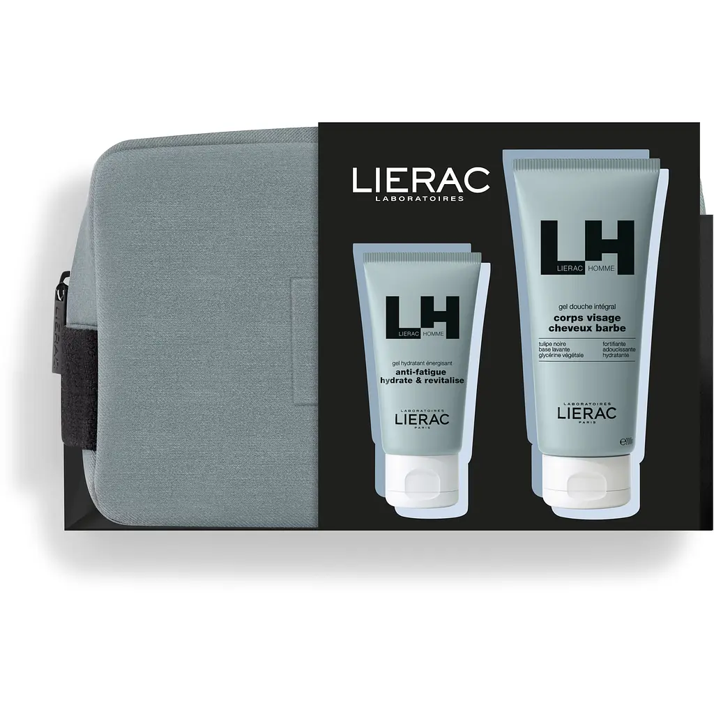 Набір Lierac Homme: Гель для обличчя зволожувальний енергетичний 50 мл + Гель для душу інтегральний 200 мл + Косметичка - фото 2