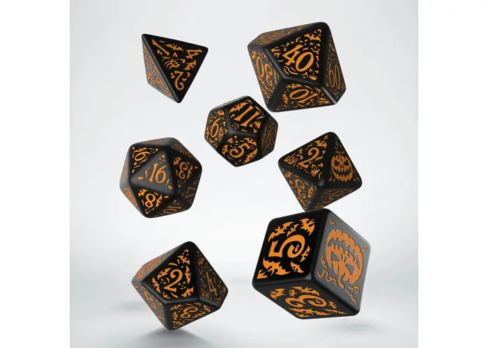 Набір кубиків Halloween Pumpkin Black & orange Dice Set , 7 шт. (SHAP01) - фото 2