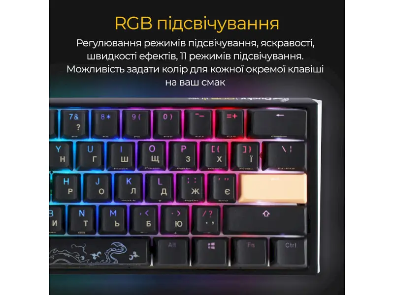 Клавіатура Ducky One 3 Mini Cherry MX Brown RGB UA USB Black (DKON2161ST-BUAPXCLAWSC1) - фото 8