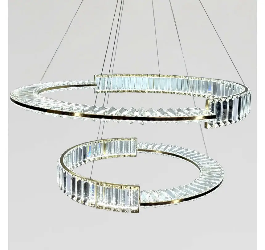 Підвісна LED-люстра Artlight 561/80+60 із двома кришталевими кільцями, латунь, 165 Вт, від 20-30 м² - фото 5