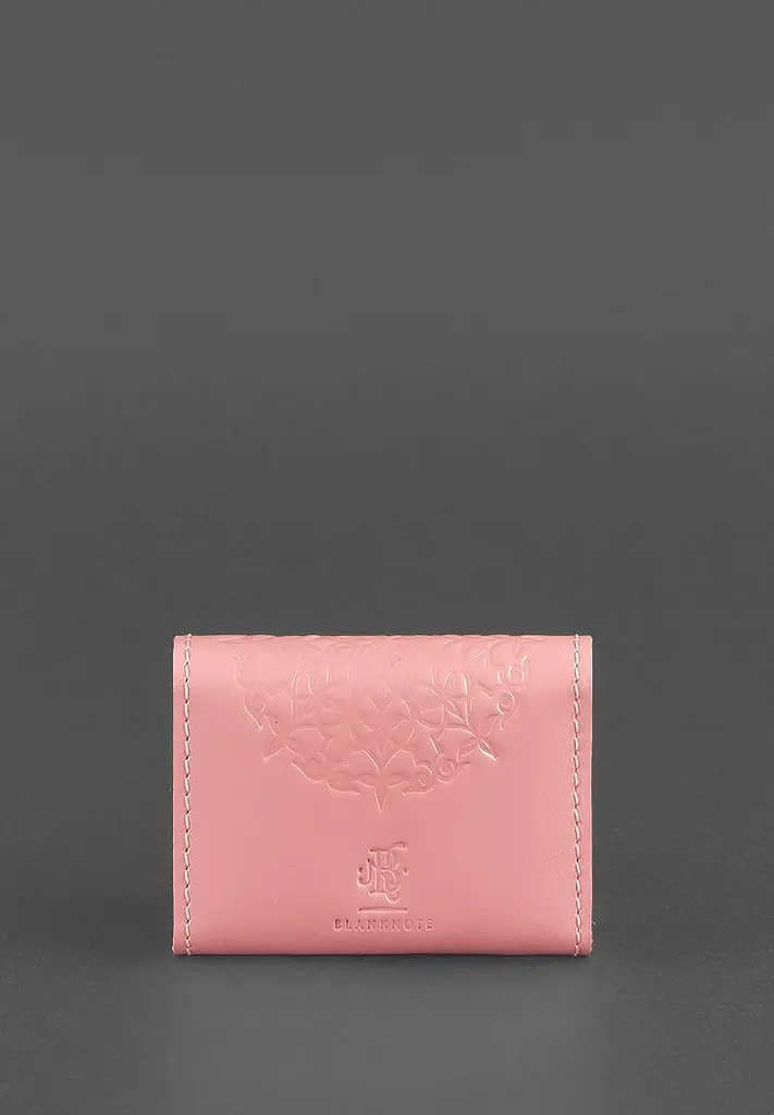 Жіночий шкіряний кард-кейс 3.0 (Гармошка) Рожевий з мандалою - фото 4