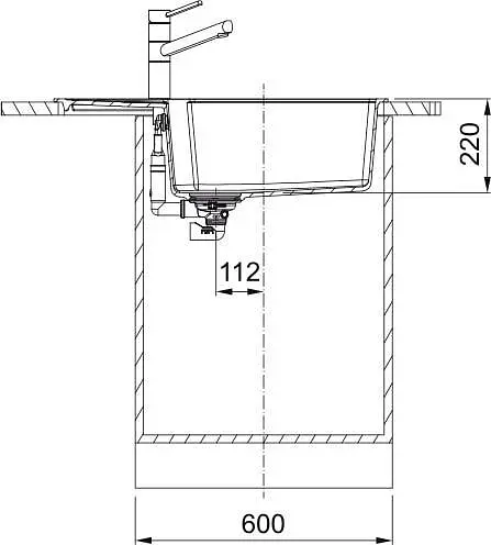 Franke Мойка кухонная Urban фрагранит прямоугольник с крылом 780х500х220 мм чаша - 1 накладная UBG 611-78 XL оникс - фото 3