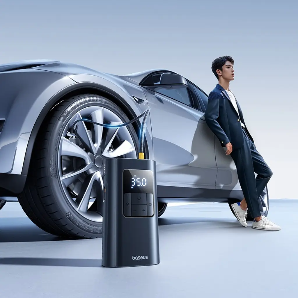 Компресор автомобільний акумуляторний насос Baseus PrimeTrip VA1 82W (C0119501) Super Mini Wireless Inflator 19-Cylinder - фото 9