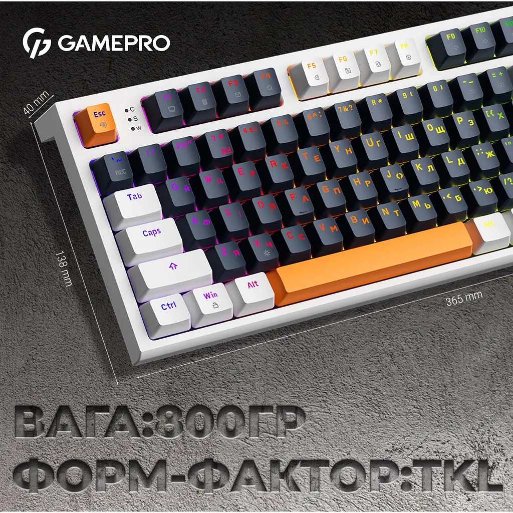 Клавиатура GamePro Red с Hot-Swap RGB White проводная механическая (MK180W) - фото 17