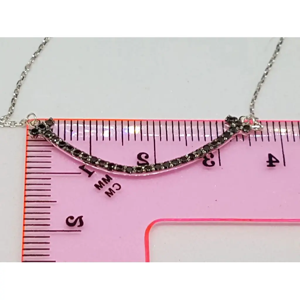 Срібне кольє Qvaliz з фіанітами. 908-01011 Чорний - фото 3