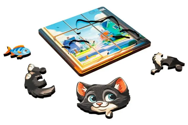 Сортер А6 "Допилковий котик" Puz-88751 дерев'яний PuzzleOk - фото 2