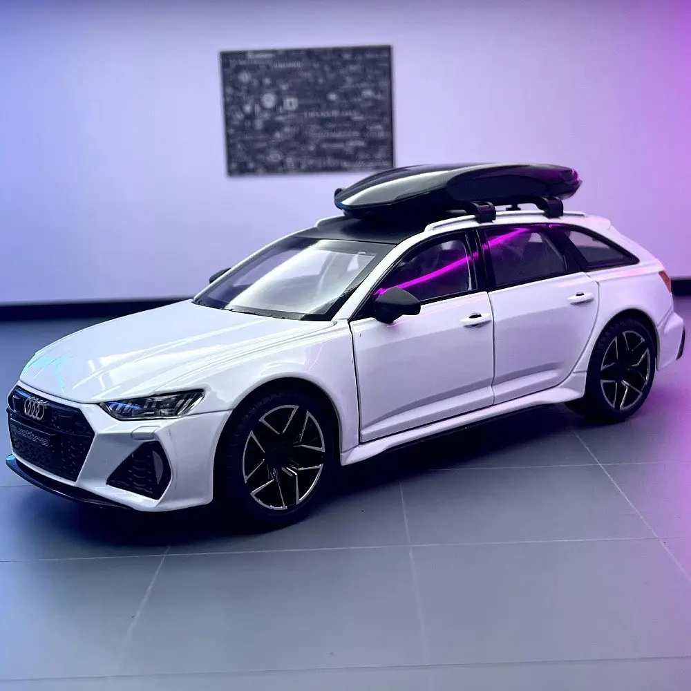 Колекційна металева модель автомобіля АвтоЕксперт Audi RS6 з автобоксом на дах, інерцією, світлом та звуком 1:24 - фото 7