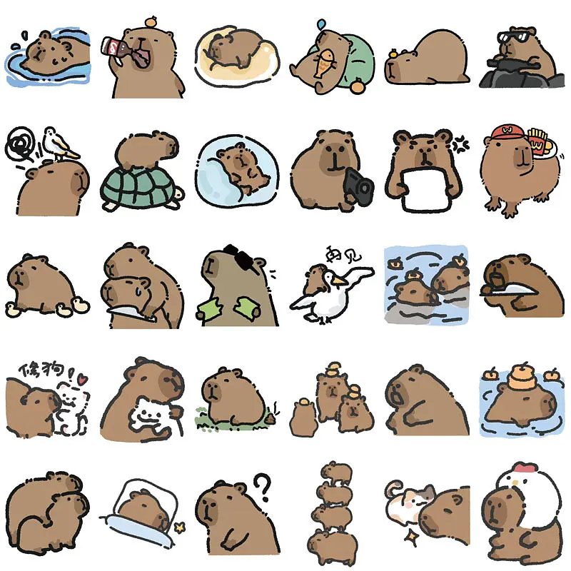 Стікерпак Набір наклейок GeekLand Капібара 60 штук - фото 2