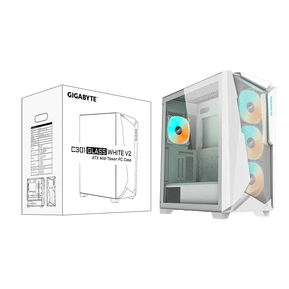 Корпус Gigabyte C301 Glass V2 Білий без БЖ (C301GW V2) - фото 8