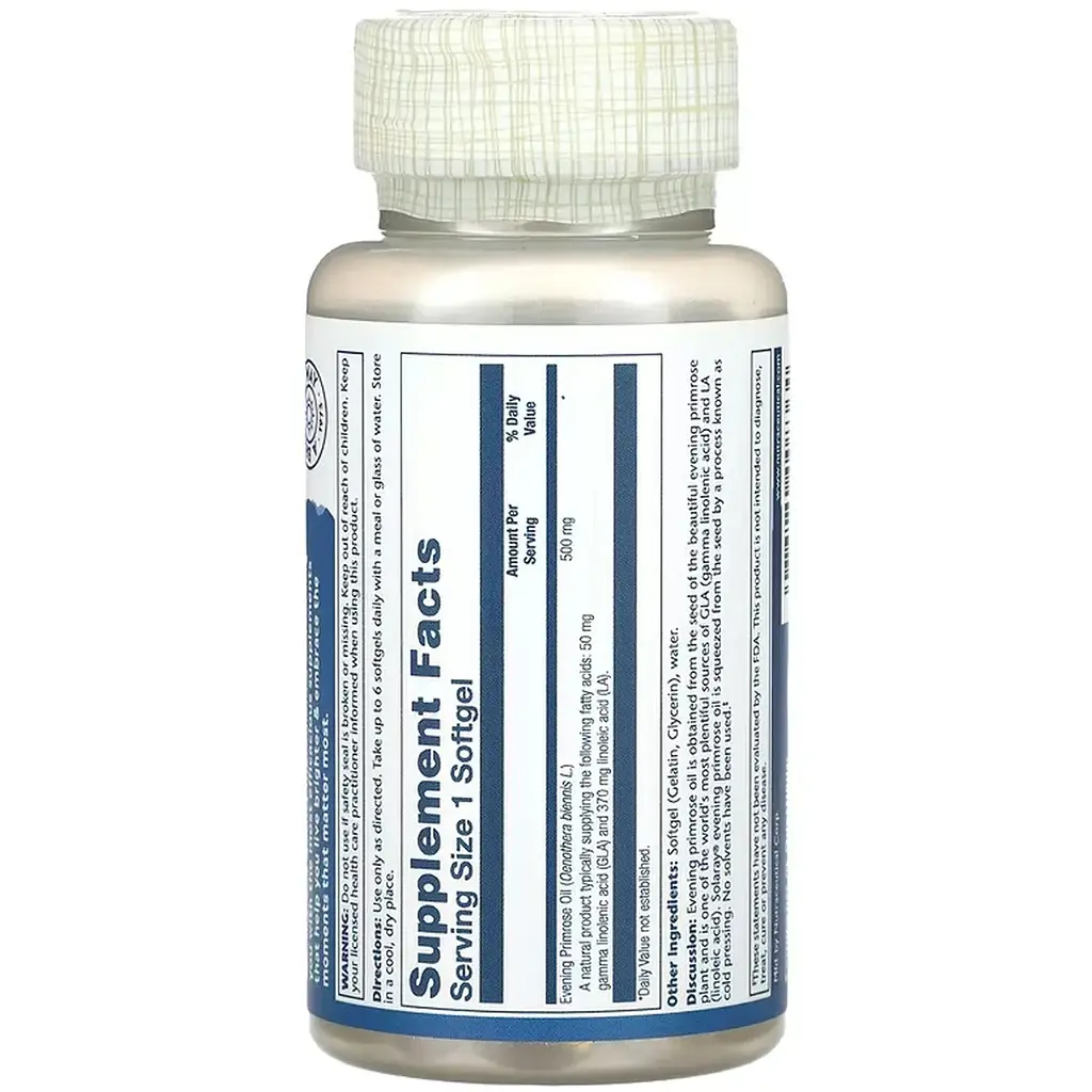 Олія примули вечірньої Solaray High Potency Evening Primrose 500 мг 90 м'яких капсул - фото 2