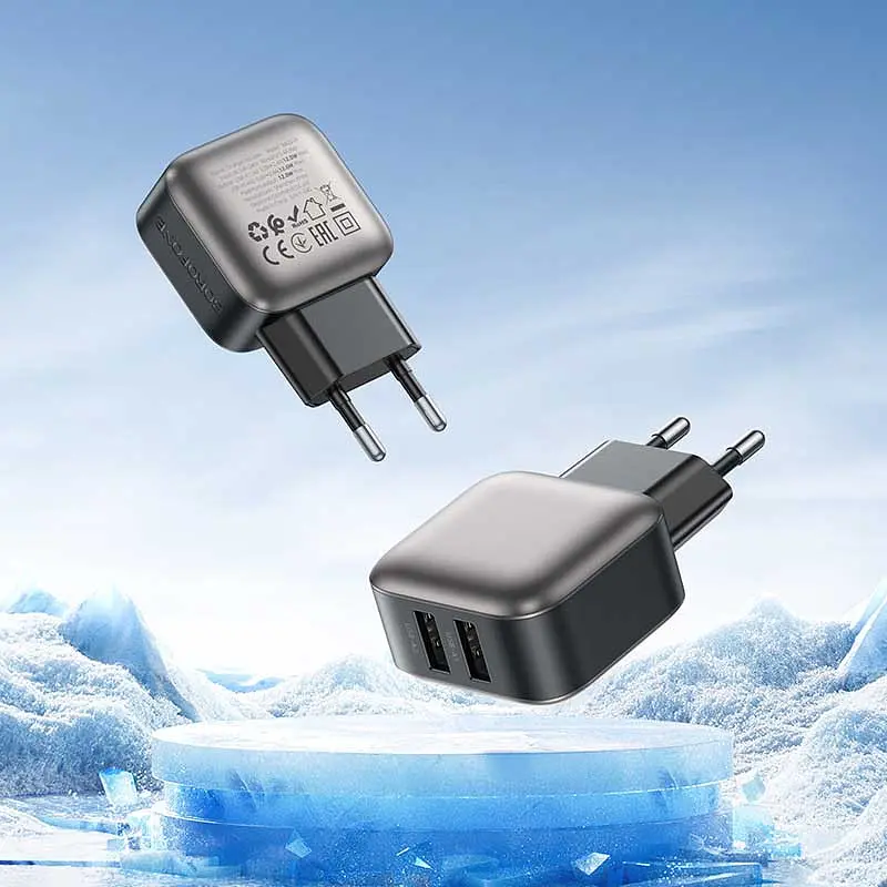 МЗП Borofone BAS51A Absolute 12W (2USB-A) + кабель USB to Type-C Black - фото 6