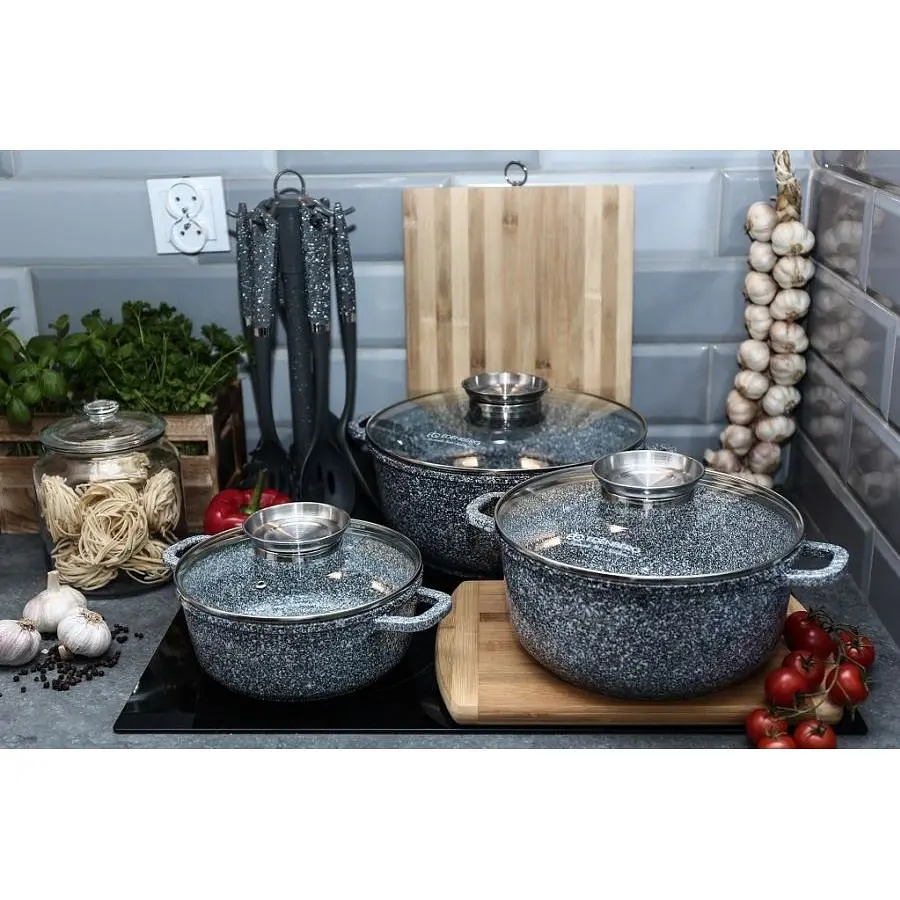 Набір каструль з антипригарним покриттям Edenberg, каструлі з гранітним покриттям 6 предметів - фото 7