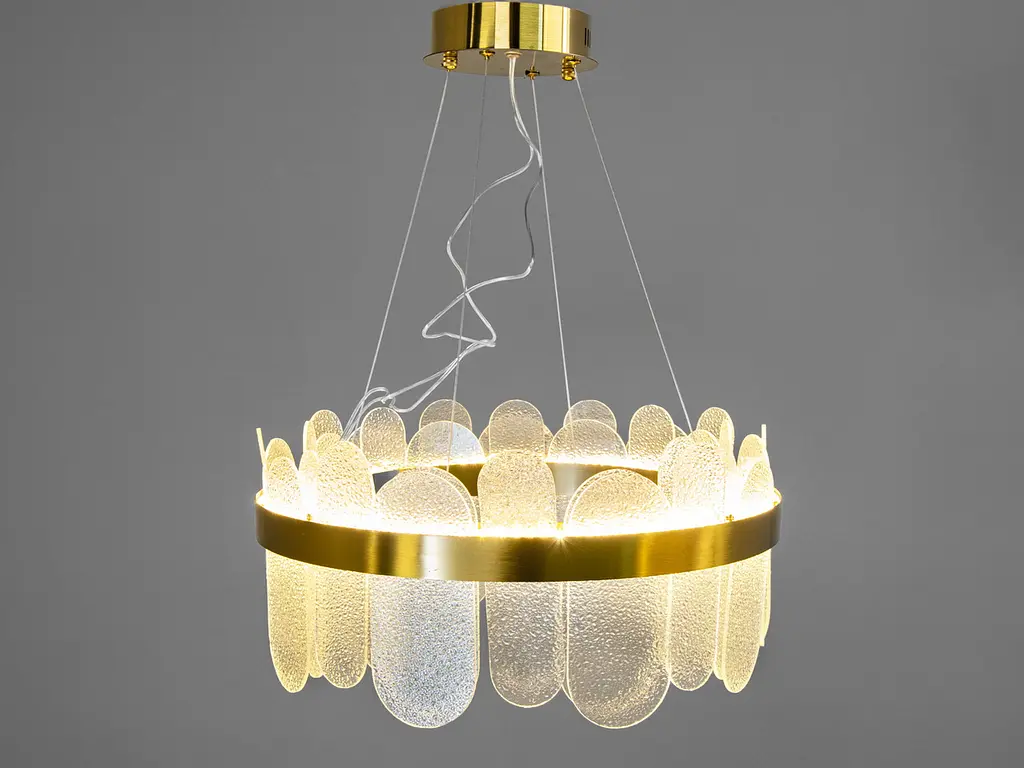 Підвісна люстра Diasha 803-500SGD золота LED-модель з прозорими скляними елементами, потужність 100 Вт, діаметр 48 см - фото 2