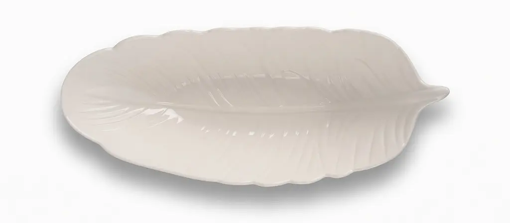 Тарілка-блюдо овальна порцелянова Limited Edition Deep Leaf White 35х14х8 см (B010392) - фото 2