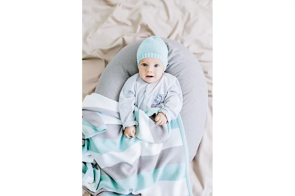 Дитячий плед в'язаний Ideia + шапочка 90х70 см (8-29909 св. зелений) - фото 3