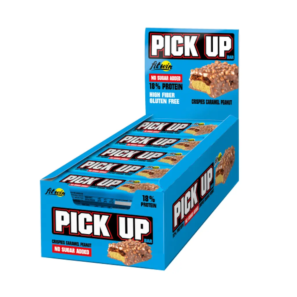 Протеїнові батончики PickUp Crispies — 20 × 45 г Caramel Peanut