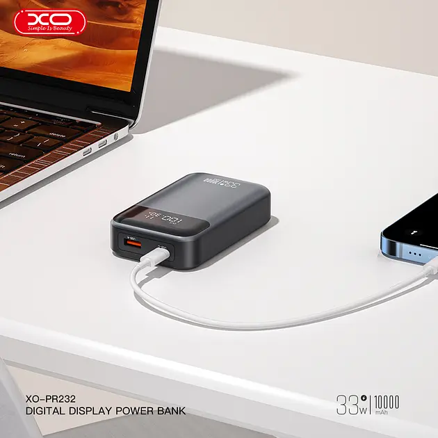 Універсальна мобільна батарея - зовнішній акб XO PR232 10000 mAh PD 30W + PPS 33W чорний - фото 7