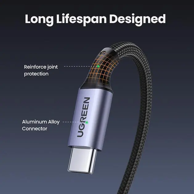 Кабель Ugreen US334 USB-C to USB-C 2.0 100W 5A алюминиевый 2 м Черный (70645) - фото 8