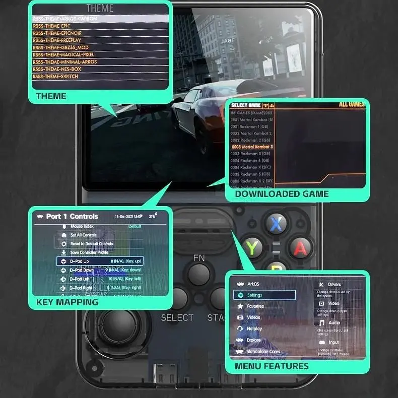 Ретро ігрова приставка Data Frog R36s 15000 games in 1 White [118149] - фото 7