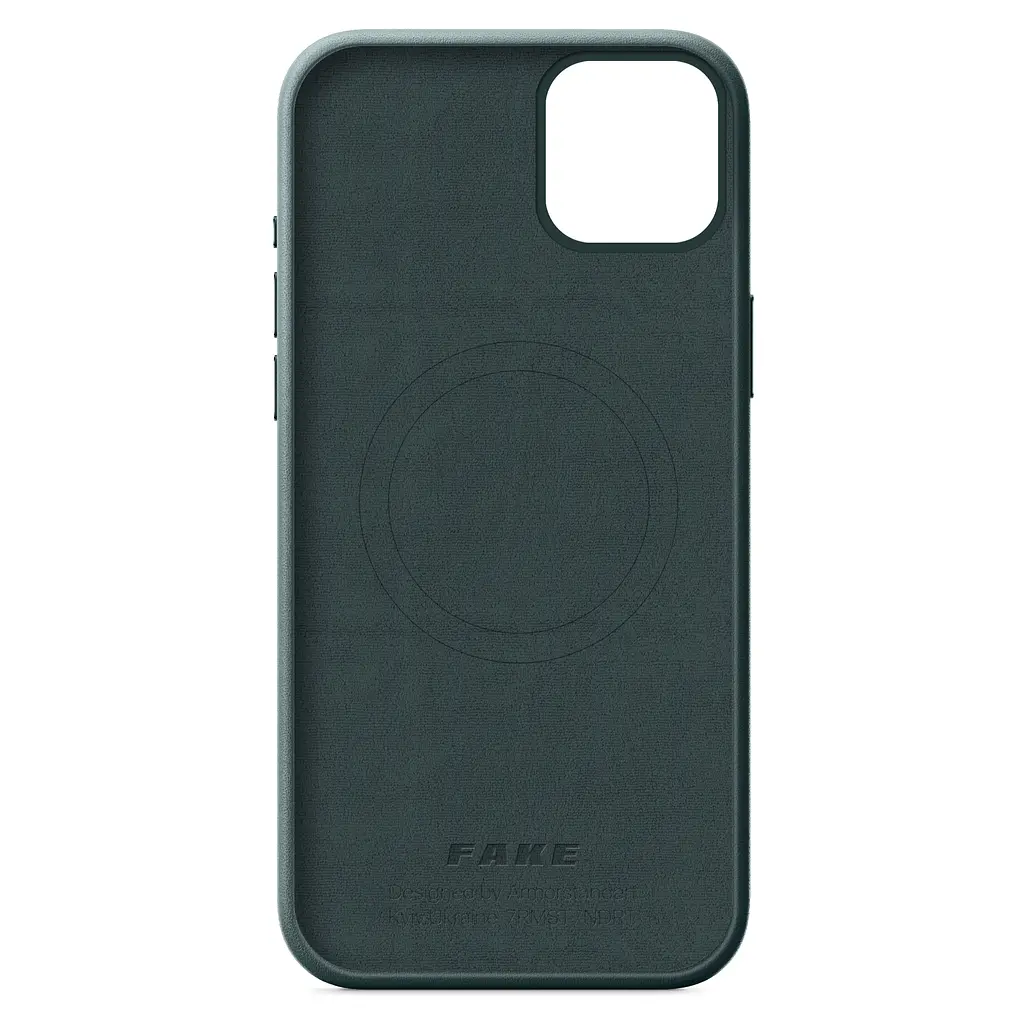 Кожаный чехол-панель для Apple iPhone 15 Plus, FAKE Leather Case, зеленый, искусственная кожа, премиальный, противоударный, защита всего корпуса, с мягкой подкладкой, поддержка MagSafe и беспроводной зарядки, ArmorStandart (ARM76297) - фото 2