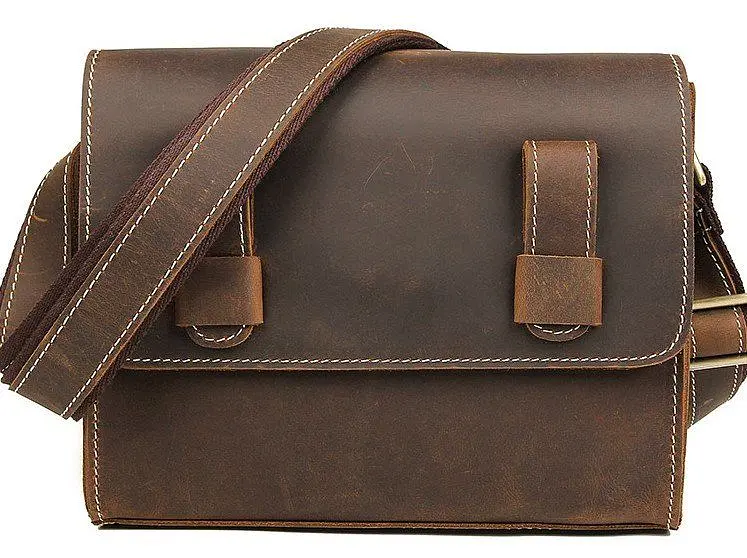 Сумка мужская-почтальон в винтажной коже 14980 Vintage коричневая - фото 3