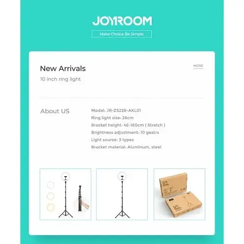 Тримач з кільцевим освітленням Joyroom JR-ZS228 AKL01 Touch Selfie Ring Light - фото 6