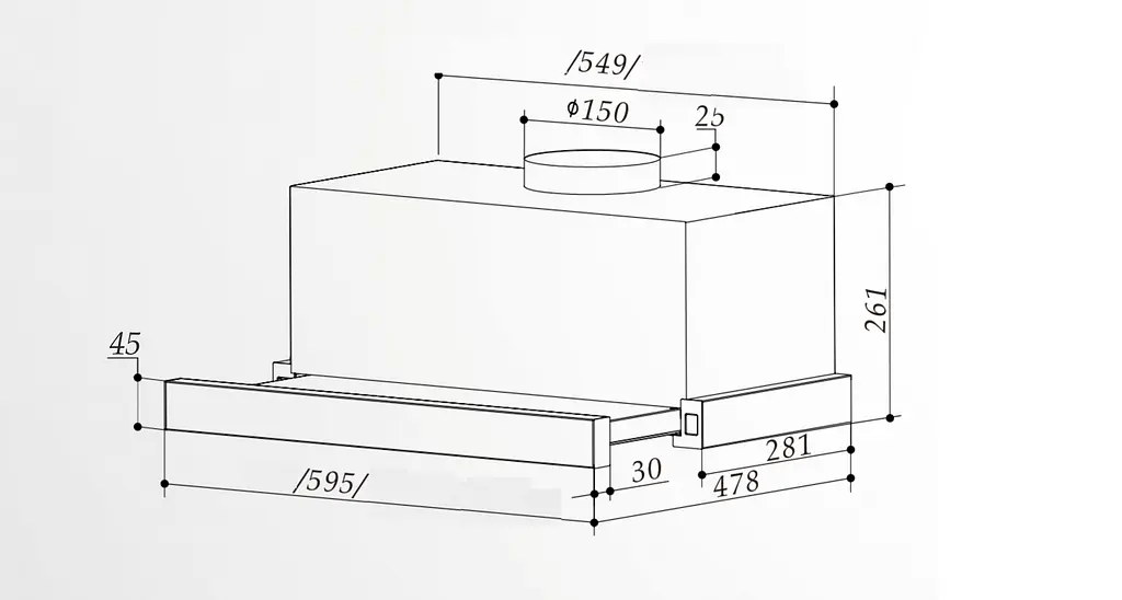 Витяжка INTERLINE SLIM ULTRA X/S A/60 телескоп (60см, 1100куб) - фото 8