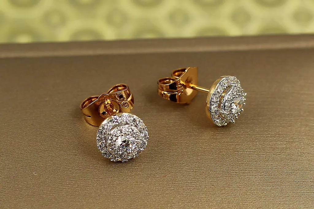 Сережки гвоздики Xuping Jewelry Гіза з родієм 8 мм золотисті - фото 2