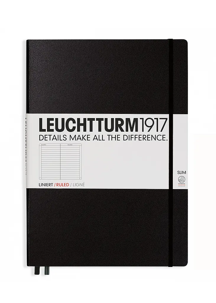 Блокнот Leuchtturm1917 Master Slim A4+, чорний, лінія (334917)