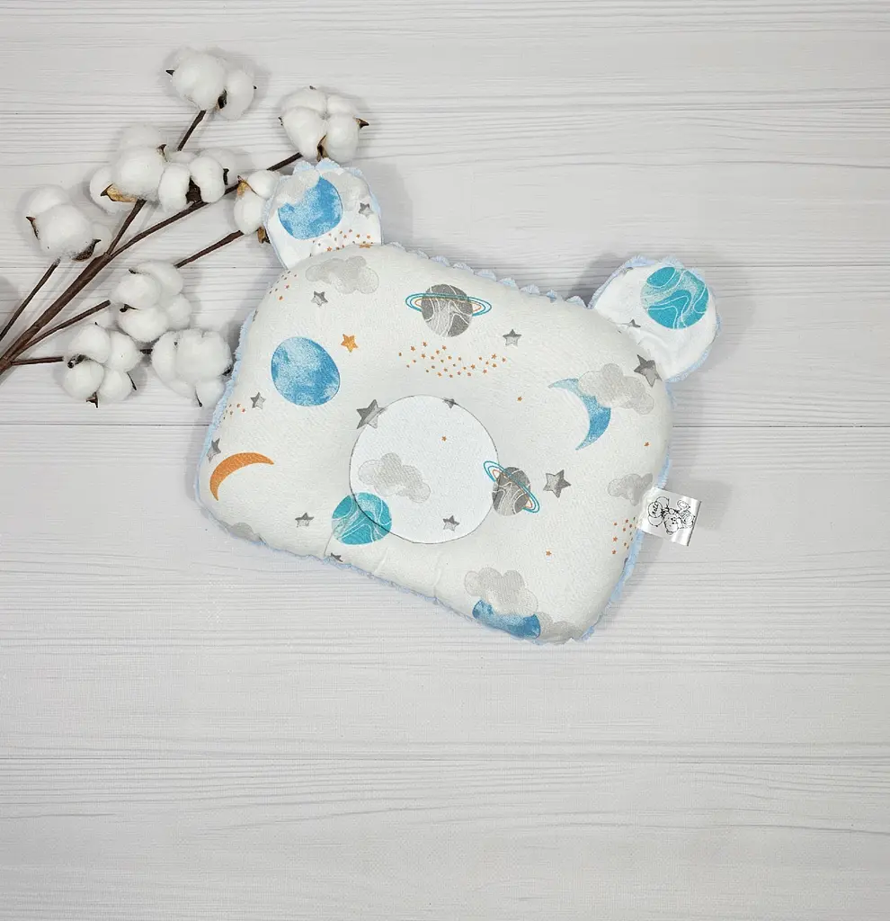 Дитяча ортопедична подушка 24×32 для новонароджених a.l.babybox Космічні сни Блакитний