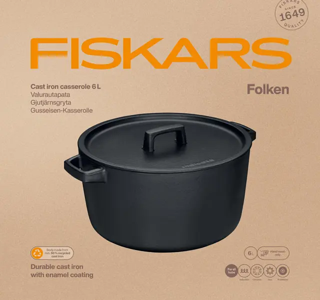Каструля чавунна Fiskars Folken 6л (1075697) - фото 5