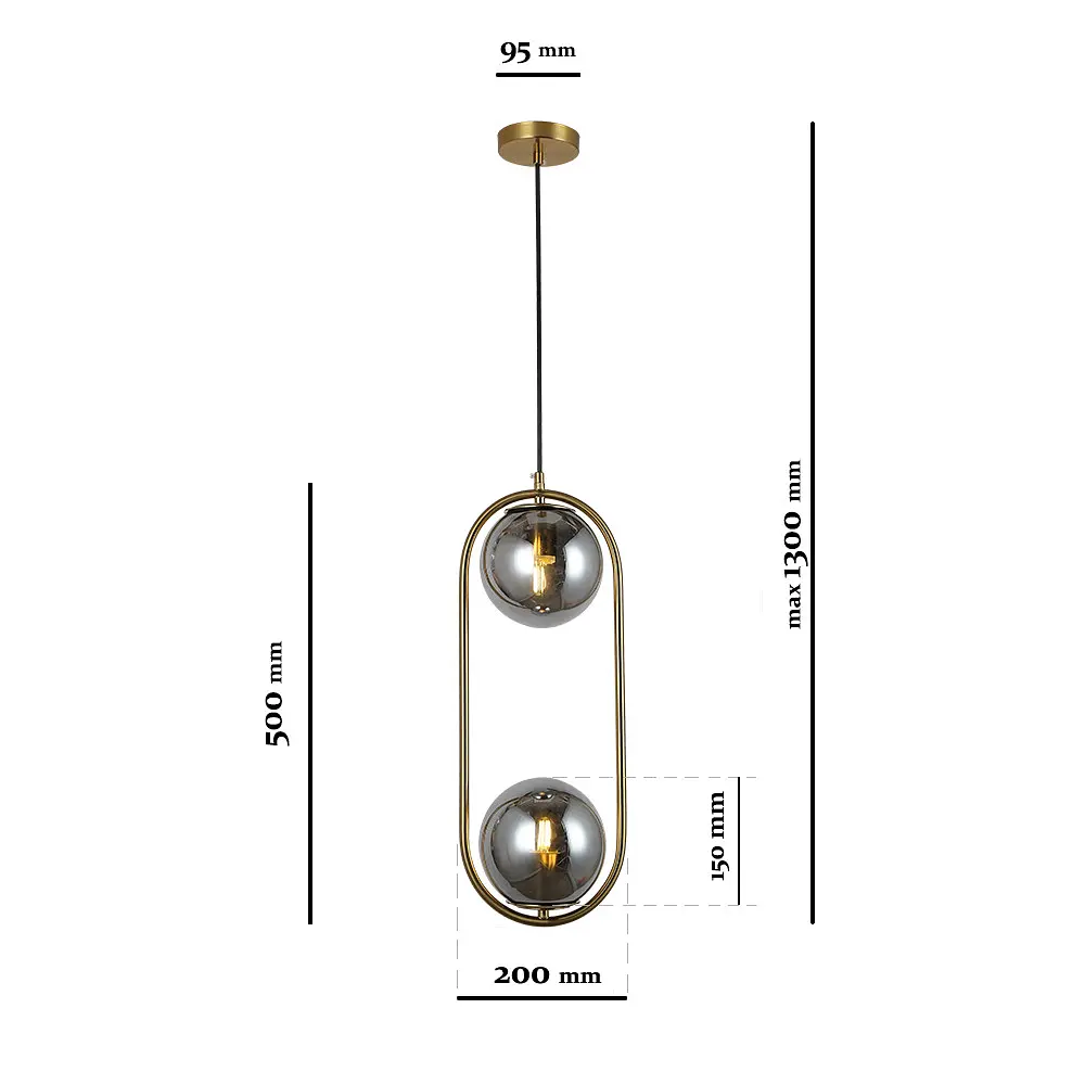Подвесной светильник Levistella 91638-2 BRZ+BK, E27, бронзовый+Черный, металл+стекло, для гостиной - фото 3