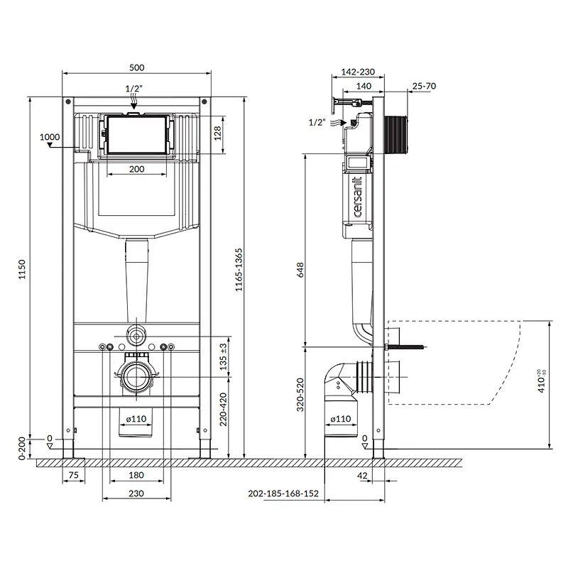Комплект инсталляция Cersanit Aqua 50 QF + унитаз Cersanit Carina CleanOn с сиденьем duraplast Soft Close S701-816 - фото 2