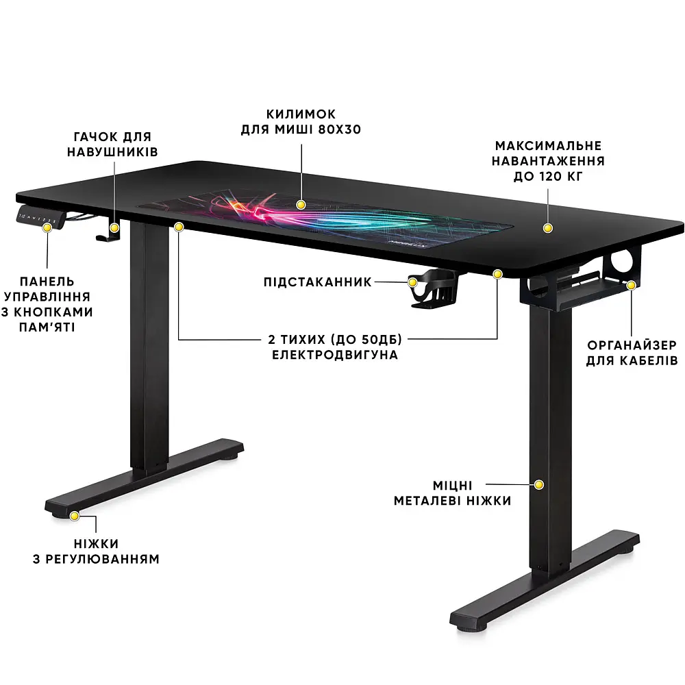 Стіл Mealux PowerDesk Duo Black (арт. EVO-242 Duo B/B) - фото 2