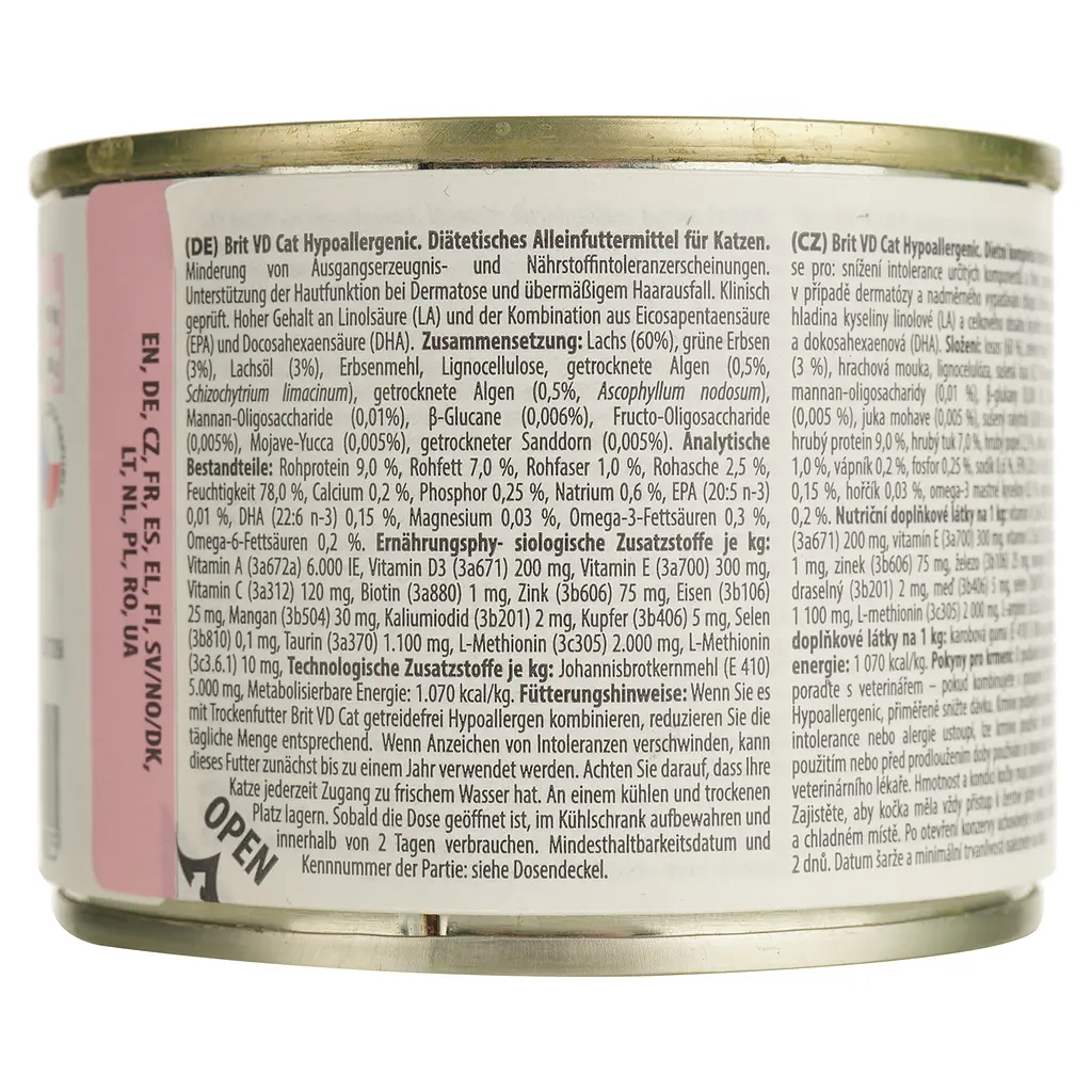 Вологий корм для котів Brit GF Veterinary Diet Cat Cans Hypoallergenic з лососем та горохом 200 г - фото 5