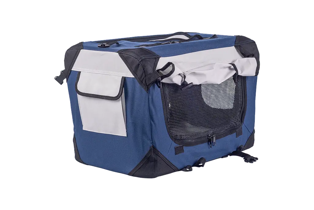 М'яка клітка для собак SenFul Pet Soft Crate з флісовим килимком та чохлом, синьо-сіра - фото 3