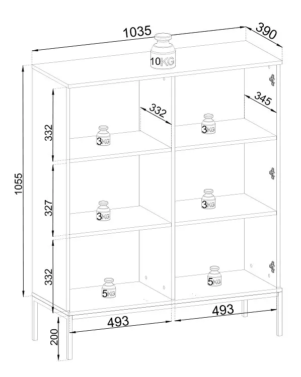 Вітрина низька з підсвіткою Perfect Home Сенто / Sento WT104 2-дверна Чорний/дуб вотан (PFH-091490) - фото 3