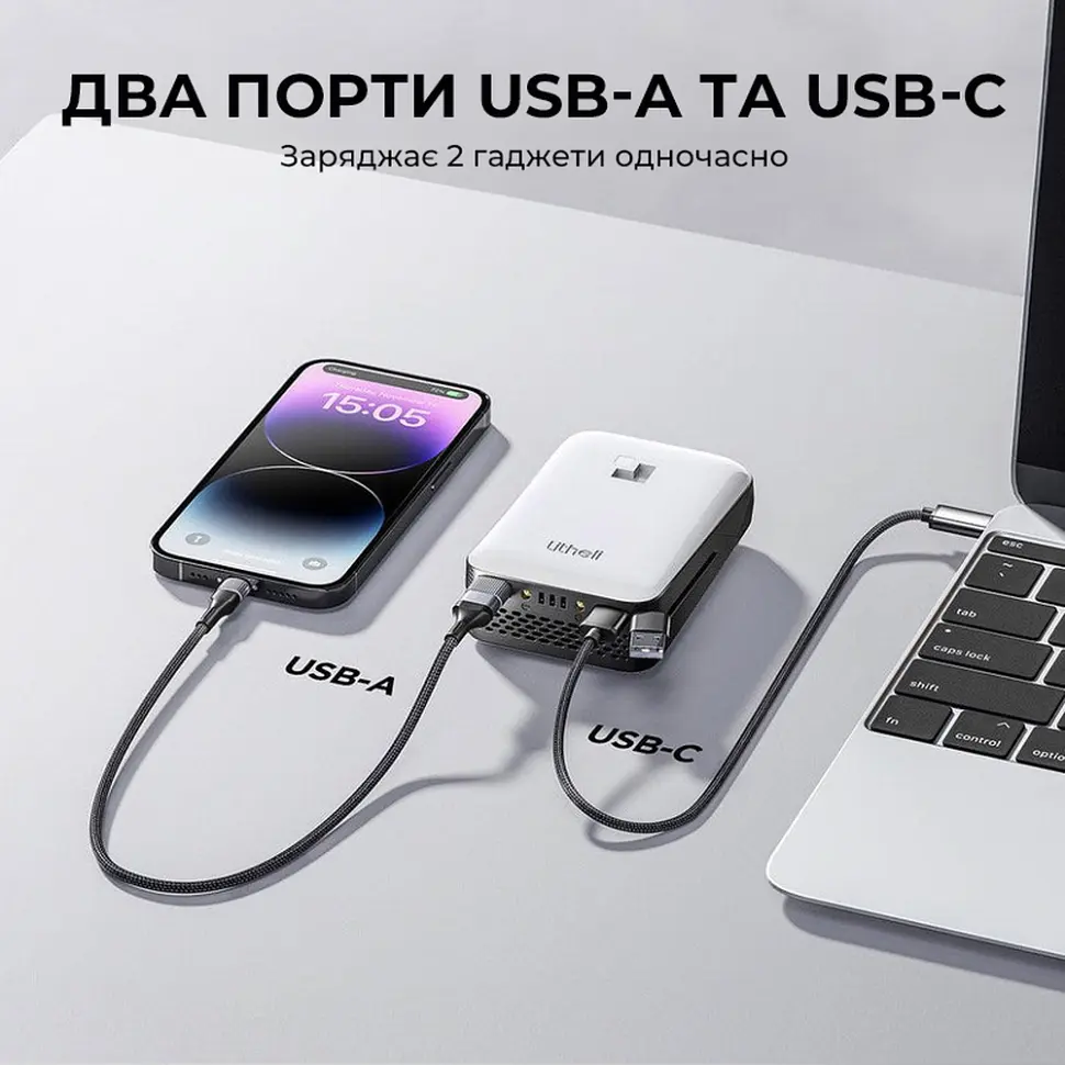 УМБ Litheli Power Bank 20000 mAh, 45 W, 4А, Fast Charge (U20BY03-0U000) - фото 3