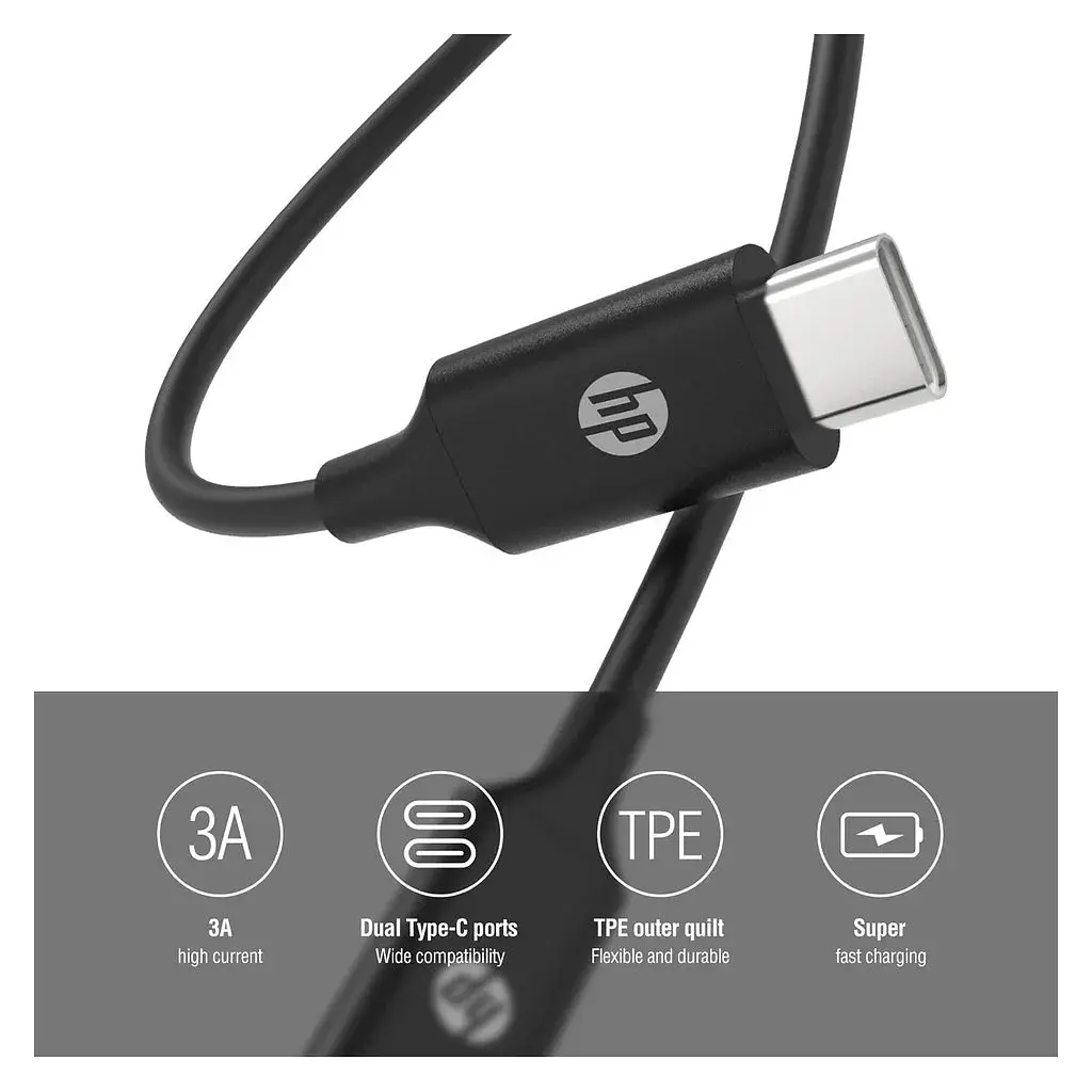 Дата кабель USB-C to USB-C 3.0m USB 3.1 PD 3A 60W HP (HP_DHC-TC107-3M) - фото 4